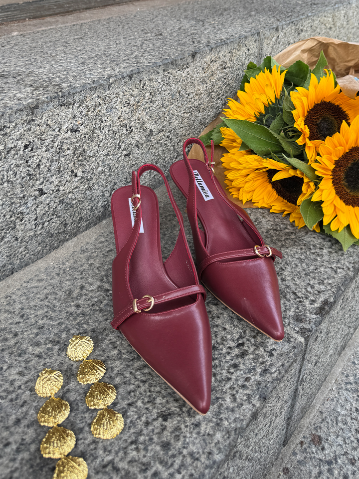 Clara Buckle Slingback – Wine Red