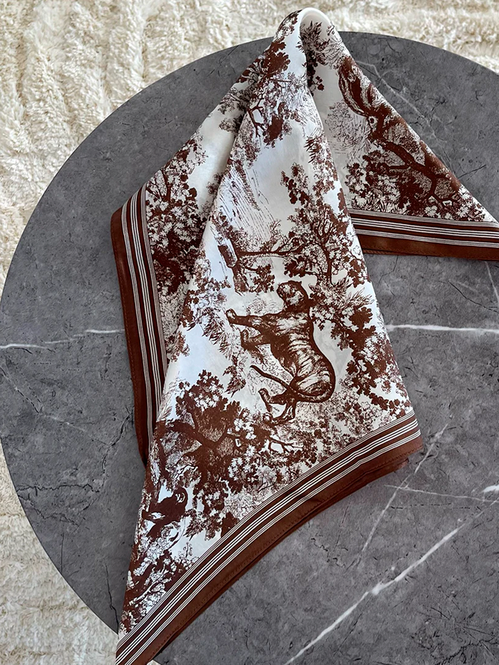 Nora Silk Scarf - Brown