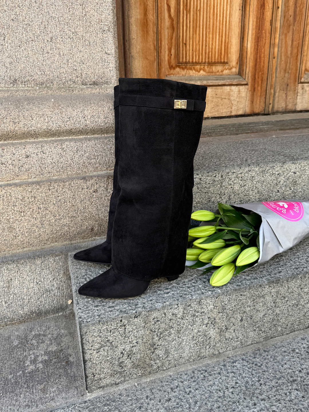 Mille Faux Suede Boots - Black