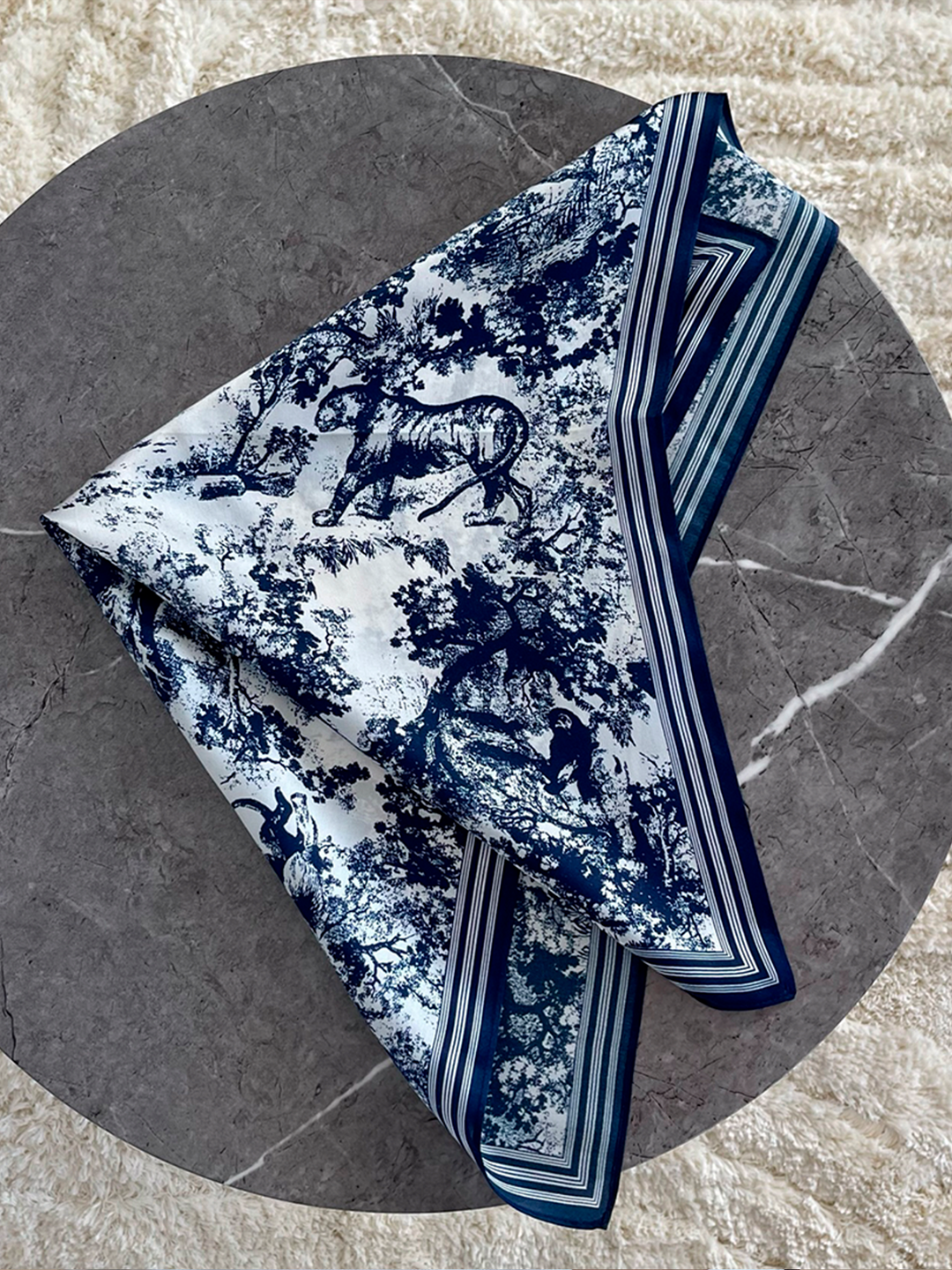 Nora Silk Scarf - Blue