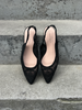 Celeste Crochet Slingback Flats - Black