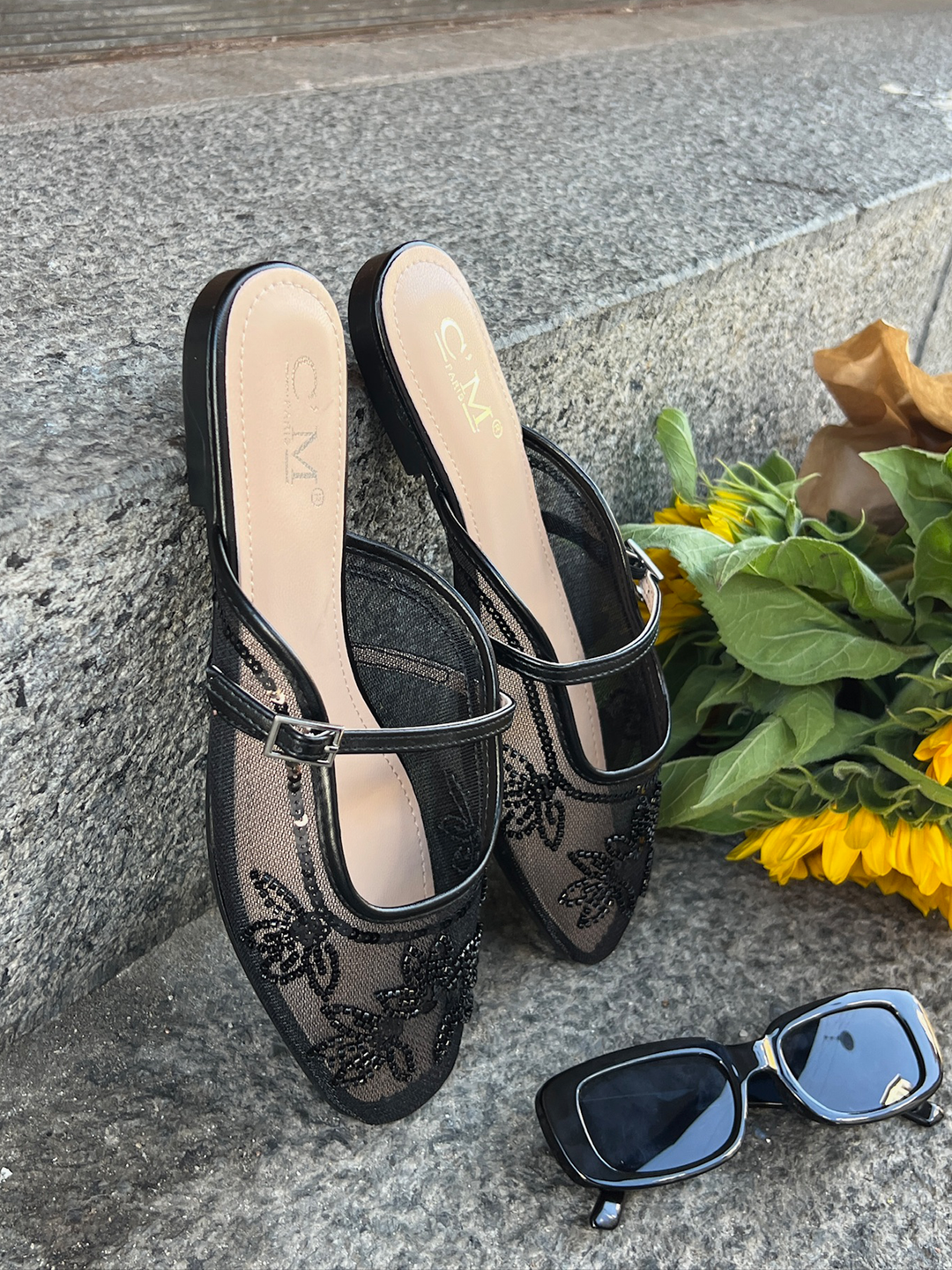 Bethany Flat Mules - Black