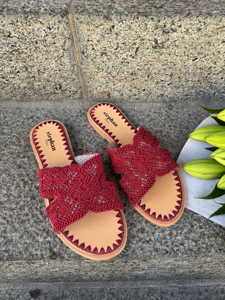 Margaret Flat Sandal - Bordeaux