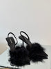 Frederikke Feather Slingback Pumps - black