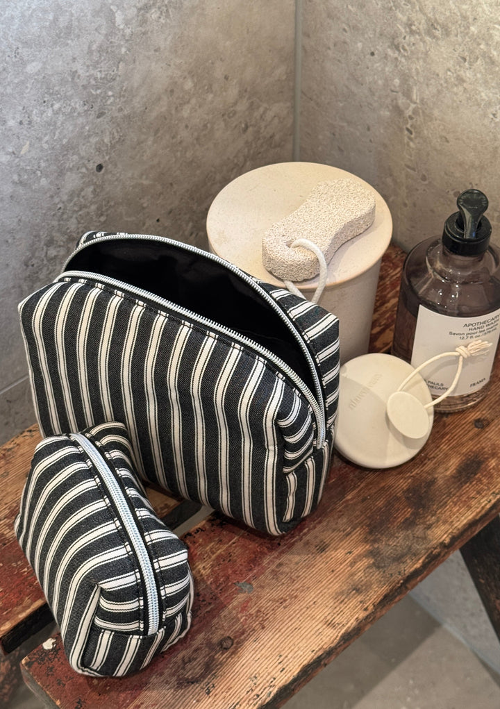 Hannah Makeup Bag - Black Stripes