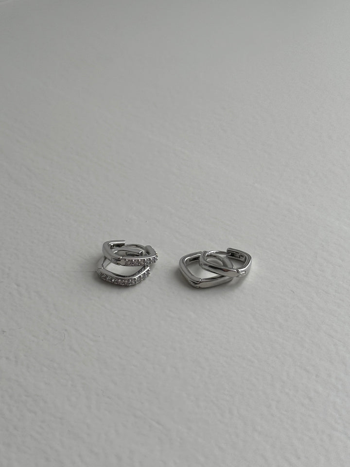 Amelia Square Earring 2-pack - Silver