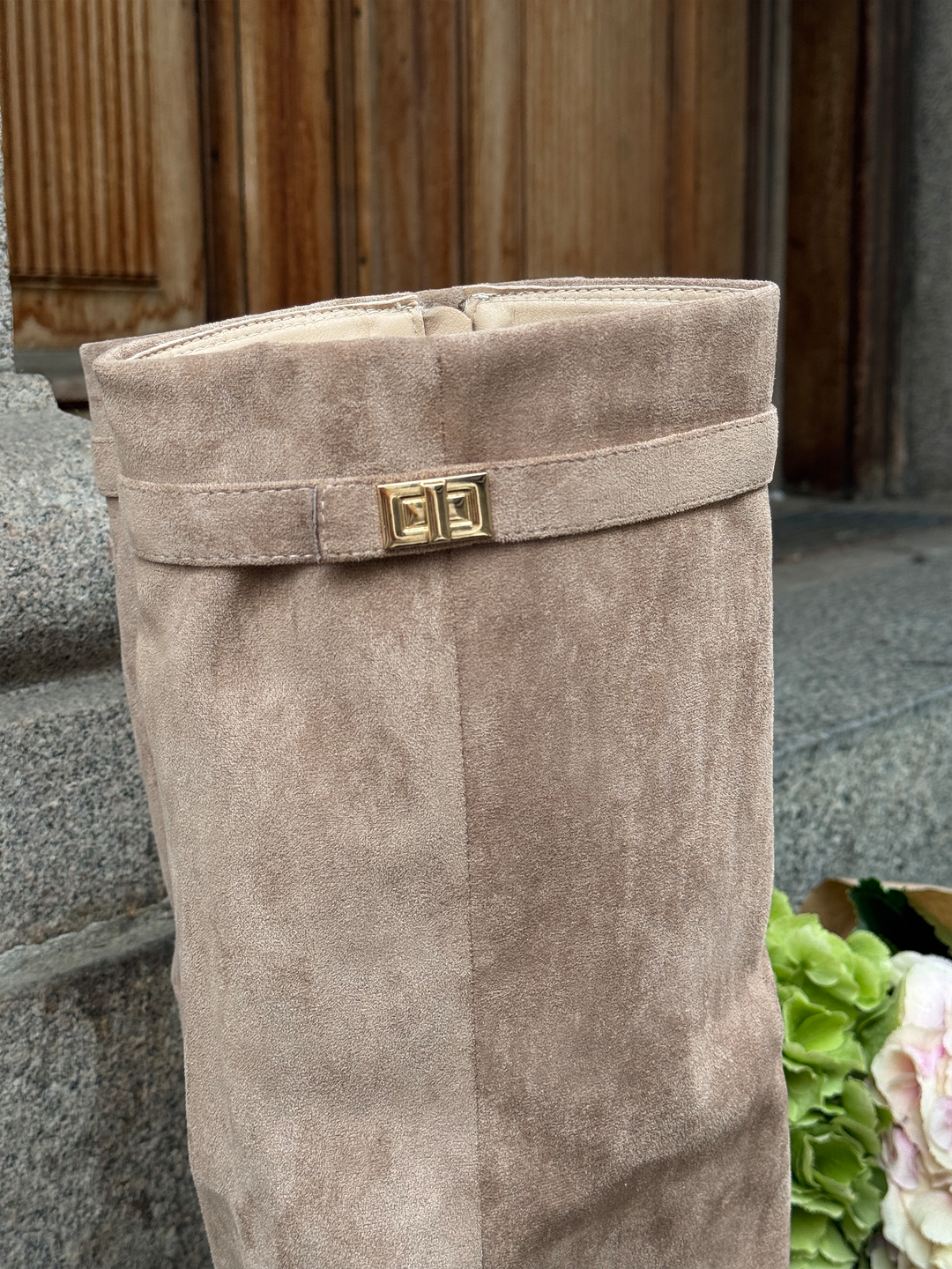 Mille Faux Suede Boots - Beige