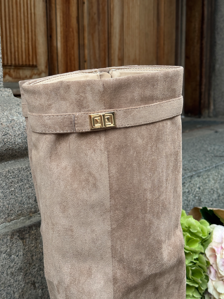 Mille Faux Suede Boots - Beige
