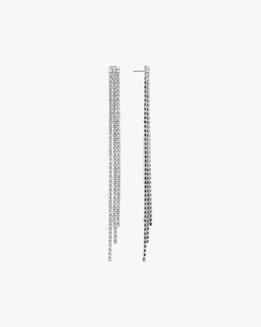 Matilde Long Glitter Earring - Silver