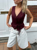 Kylie Belt Vest - Burgundy
