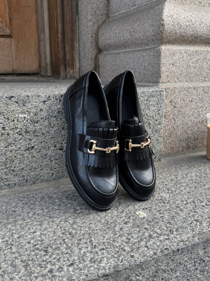 Lauren Fringe Loafers - Black