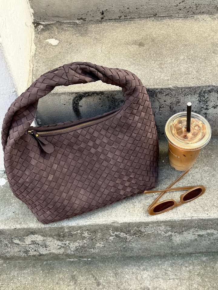 Lea Twist Bag Faux Suede - Dark Brown