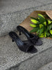 Nellie Bow Tie Heeled Mules - Black