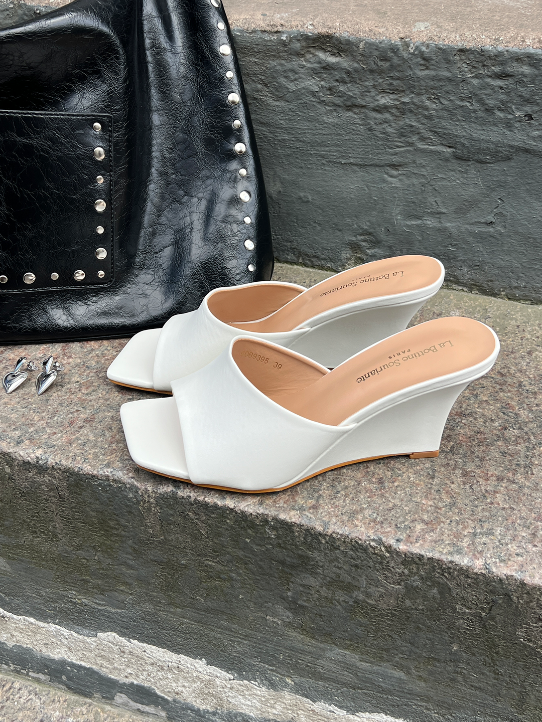 Aria Elegant Wedge Mule - White