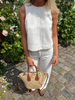 Louise Denim Tank Top - White